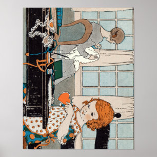 Poster Petite fille vintage Valentine pour mère
