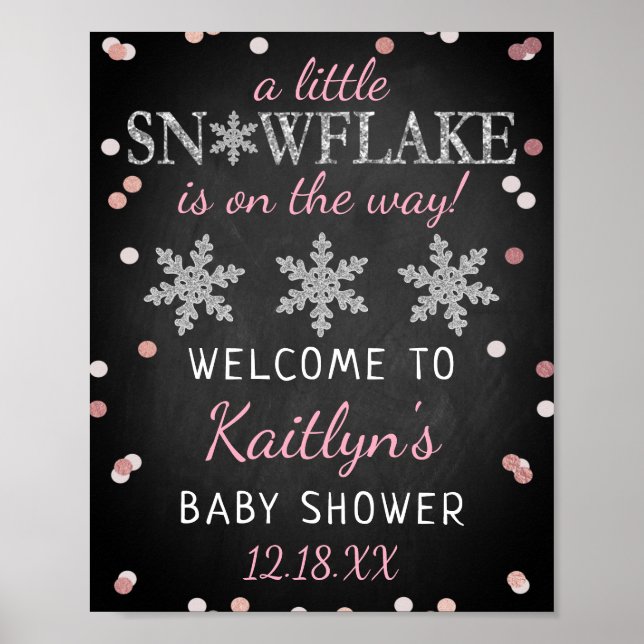 Poster Petite Flamme de neige Filles Baby shower d'hiver  (Devant)