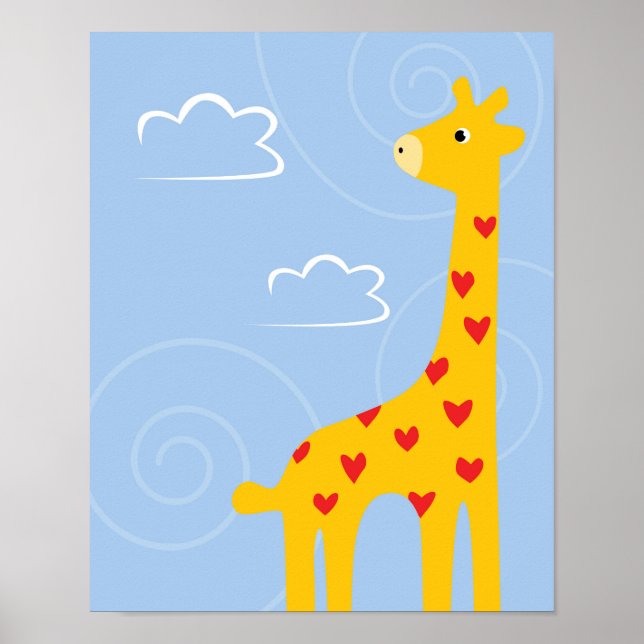 Poster Petite girafe illustration art Savana mignonne (Devant)