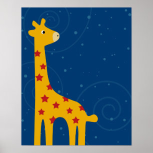 Poster Petite girafe illustration art Savana mignonne