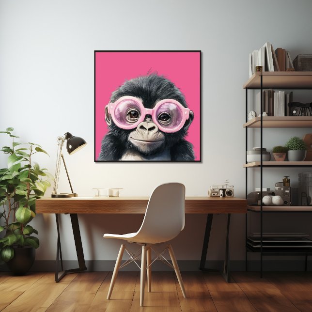 Poster Petite Gorilla avec lunettes roses (Créateur téléchargé)