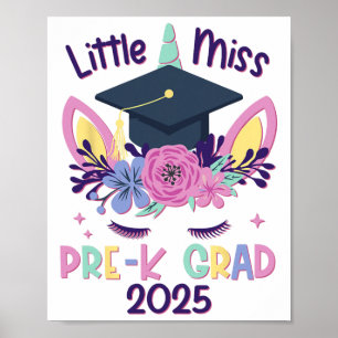 Poster Petite Mlle Pré-k Grad Préscolaire Prek Graduation