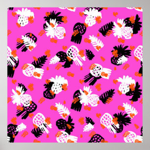 Poster Petite motif ditée aux motifs tropicaux, draine à