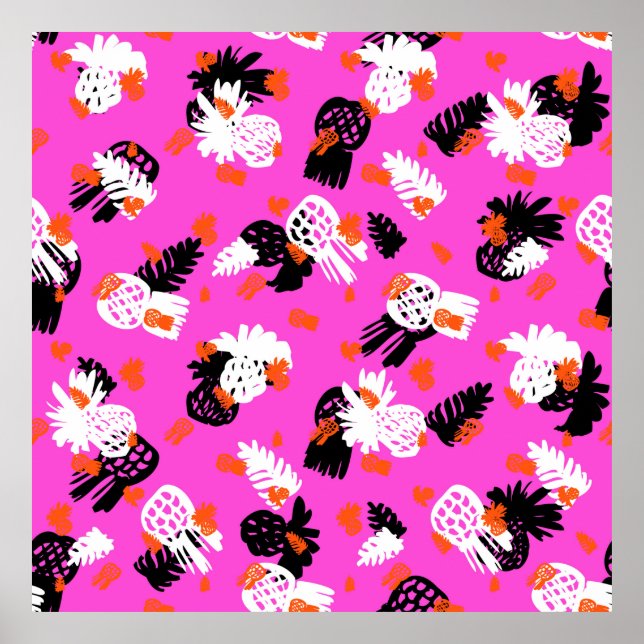 Poster Petite motif ditée aux motifs tropicaux, draine à  (Devant)