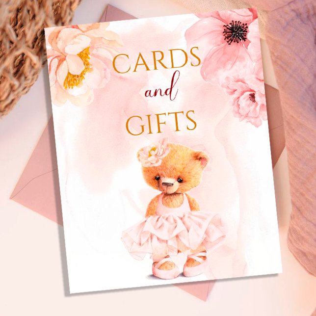 Poster Petite Ours Fleur Princesse Aquarelle rose (Créateur téléchargé)