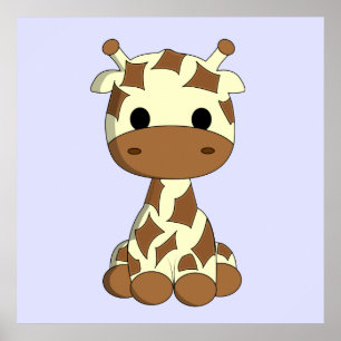 Poster Petite petite girafe dessin animé pépinière