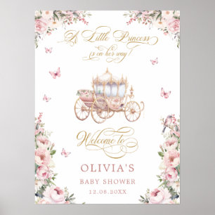 Poster Petite princesse Floral Baby Baby shower Bienvenue