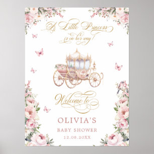 Poster Petite princesse Floral Baby Baby shower Bienvenue