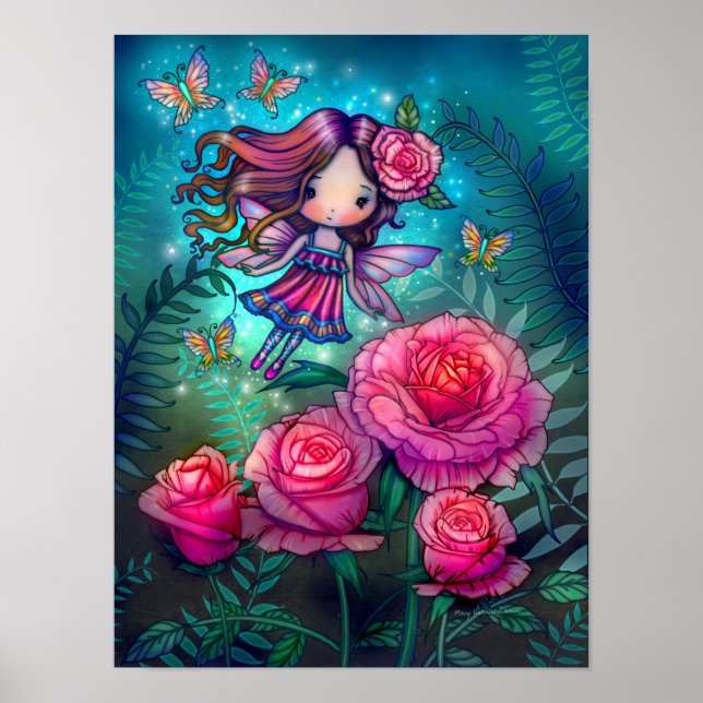 Poster Petite Rose Fairy Imaginaire Art par Molly Harriso (Devant)