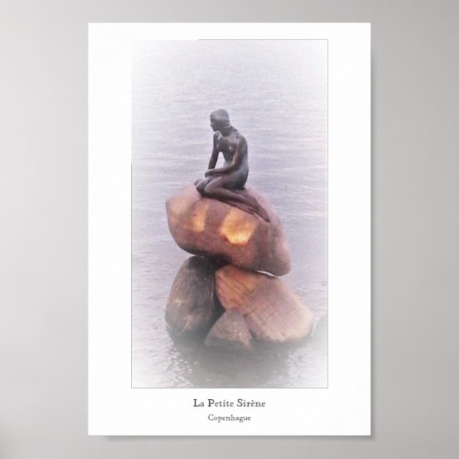 Poster Petite Sirène Copenhague Statue de sculpture Danem (Devant)