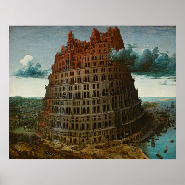 Poster Petite tour de Babel par Pieter Bruegel l'Ancien (Devant)