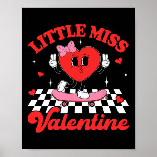 Poster Petite Valentine Groovy Mignonne Fille au Coeur de