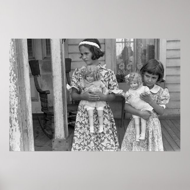 Poster Petites filles avec poupées, années 30 (Devant)