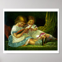 Petites filles lisant Illustration Vintage