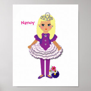 Poster Petites filles mignonne Fée personnalisée Princess