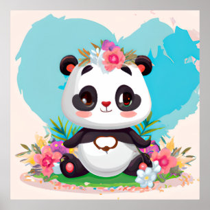 Poster Petites filles Panda ours