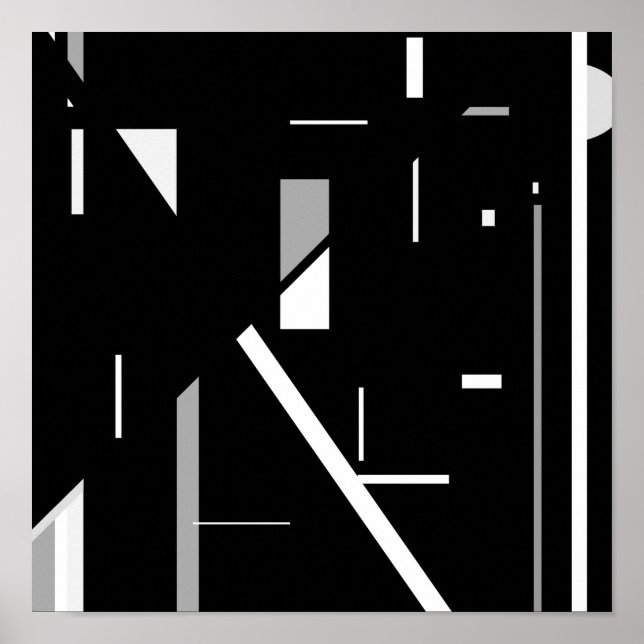 Poster Petites formes de gris blanc sur conception géomét (Devant)