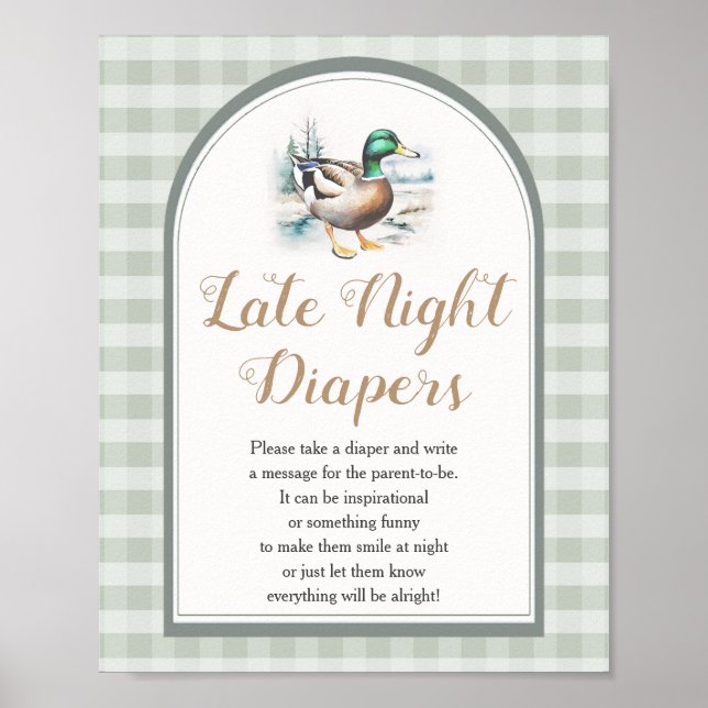 Poster Petits Baby showers de canards Diapés tard dans la (Devant)