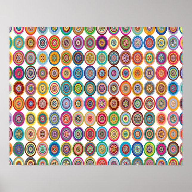 Poster Petits cercles concentrés Abstraits colorés Art (Devant)