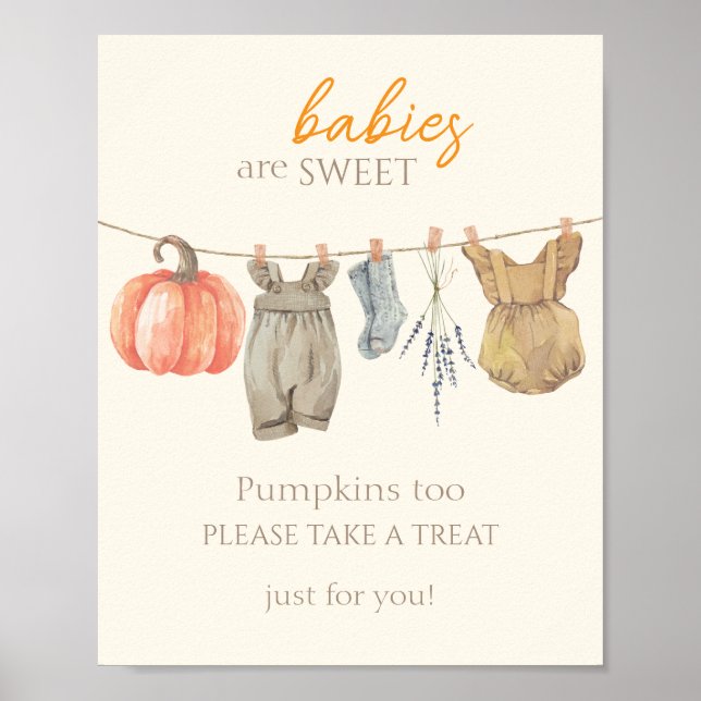 Poster Petits Citrouilles Vêtements d'automne Fille Bébés (Devant)