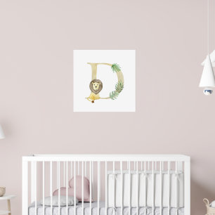 Poster Petits enfants Lion animal Monogramme D Nursery