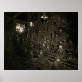 POSTER PETITS GARÇONS - MINE DE CHARBON PENNSYLVANIA 1911