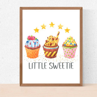 Poster Petits gâteaux d'aquarelle doux