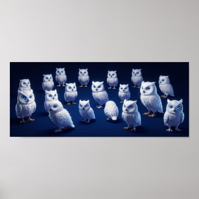 Poster Petits hiboux blancs (Devant)