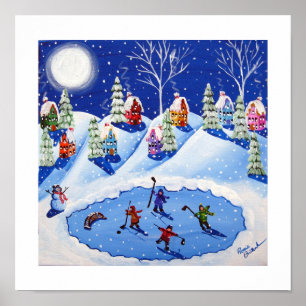 Poster Petits Joueurs de hockey Patinage sur glace Art po