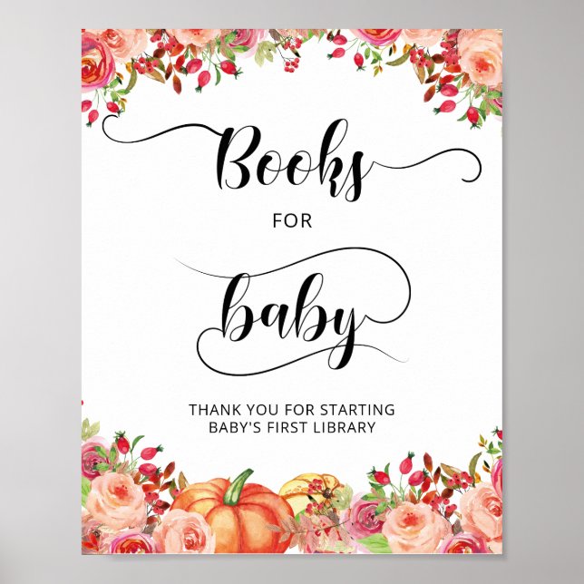 Poster Petits livres floraux Citrouilles pour bébé (Devant)