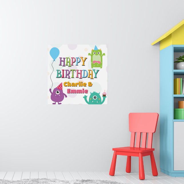 Poster Petits Monstres Joyeux Anniversaire, Quel Que Soit (Pépinière 1)