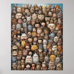 Poster Petits monstres posant pour une photo de groupe