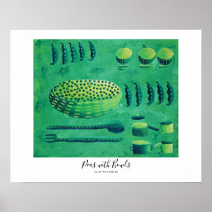 Poster Petits pois avec bols Peinture