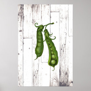 Poster Petits pois pois blanc bois rustique Art Fermière
