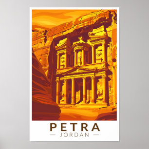 Poster Pétra Jordanie Coucher de soleil Voyage Art Vintag