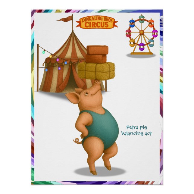 Poster Petra pig balancing act (Devant)