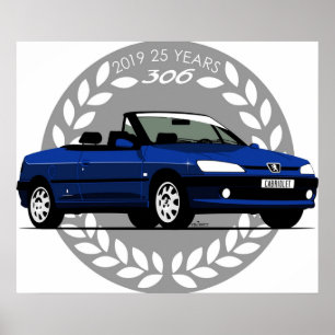 Poster Peugeot 306 Cabriolet bleu