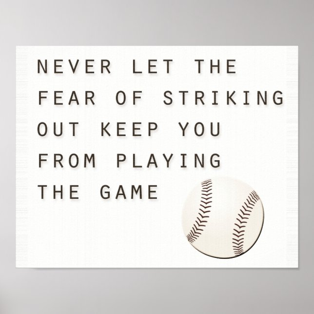 Poster peur de frapper le baseball moderne inspirant (Devant)