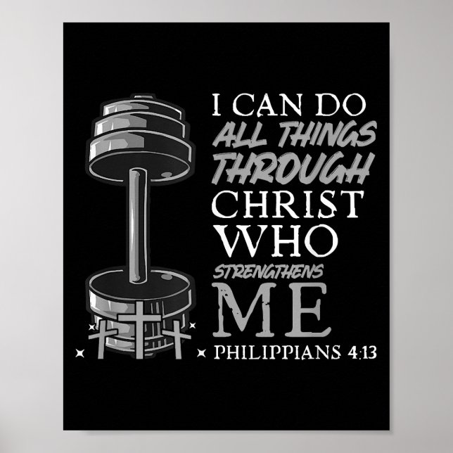 Poster Peut Faire Tout Weightlifter Gym Bible chrétienne (Devant)
