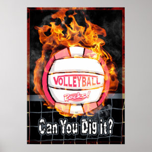 Poster Peux-Tu Le Creuser En Brûlant Du Volley Rose ?