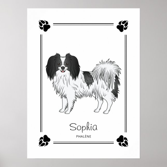 Poster Phalène avec pattes noires et nom de chien personn (Devant)