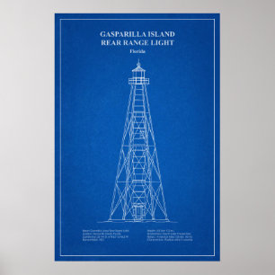 Poster Phare arrière de Gasparilla Island - Floride - AD