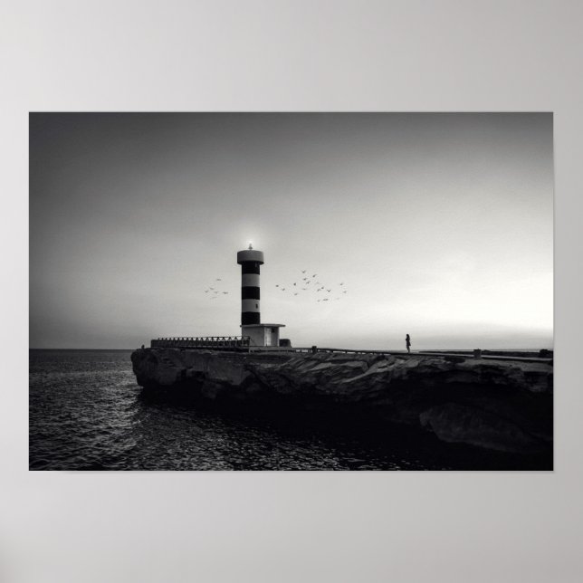 Poster Phare au coucher du soleil (Devant)