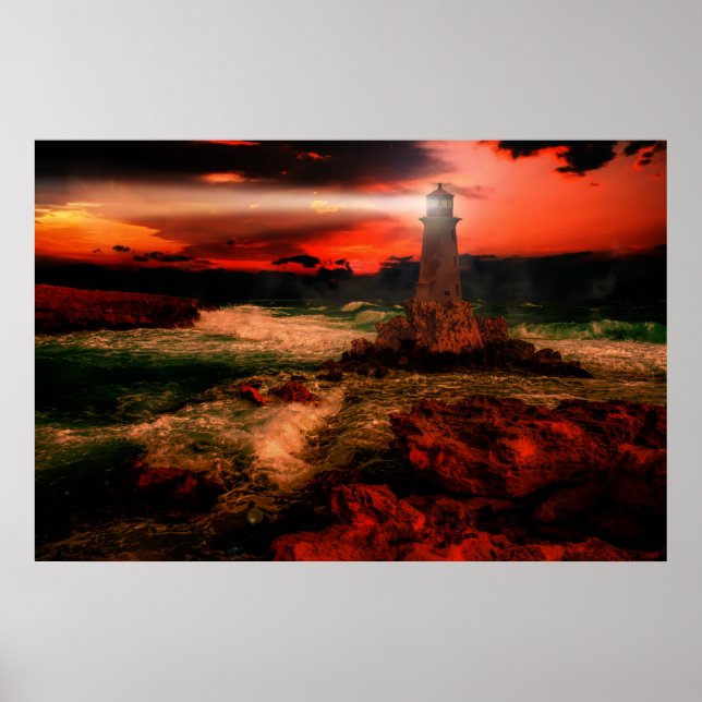 Poster Phare Au Coucher Du Soleil (Devant)