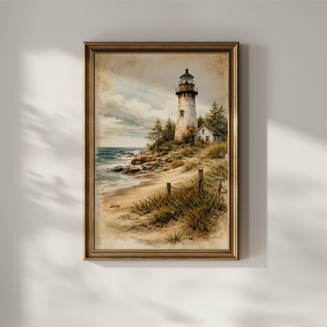 Poster Phare côtier vintage (Créateur téléchargé)