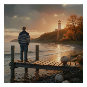 Poster Phare d'automne Dock Coastal Automne Serenity