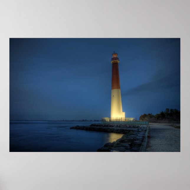 Poster Phare de Barnegat la nuit (Devant)