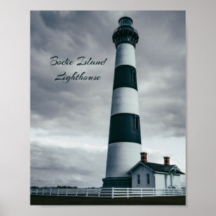Poster Phare de Bodie Island noir et blanc