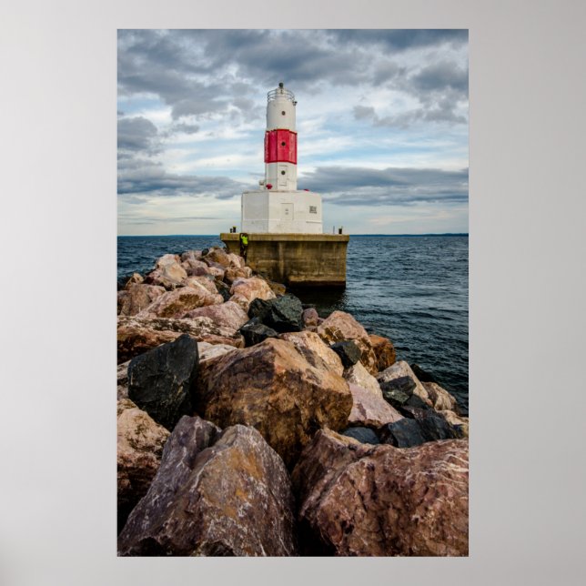 Poster Phare de brise-lames de Presque Isle Harbour (Devant)