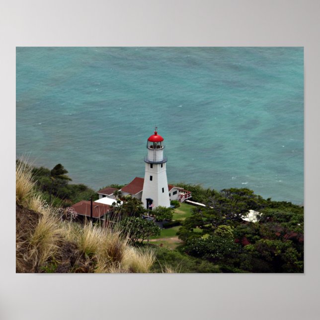 Poster Phare de Diamond Head sur l'île d'Hawaï sur une (Devant)